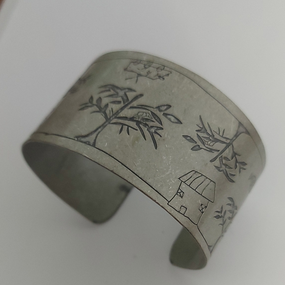 Engraved Steel Cuff Bracelet